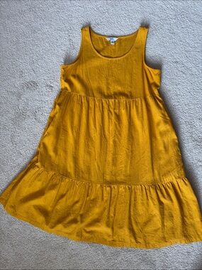 croft & barrow Mustard Yellow Tiered Midi Dress